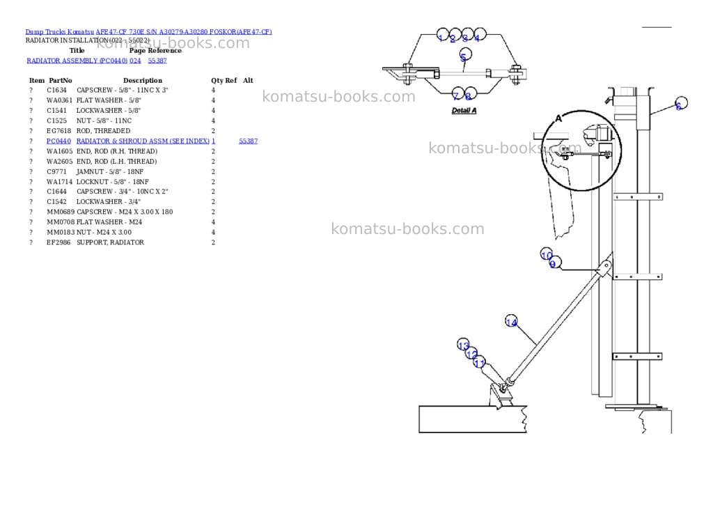 Komatsu afe47-cf 730e s/n a30279-a30280 foskor Parts catalog cover Page 10