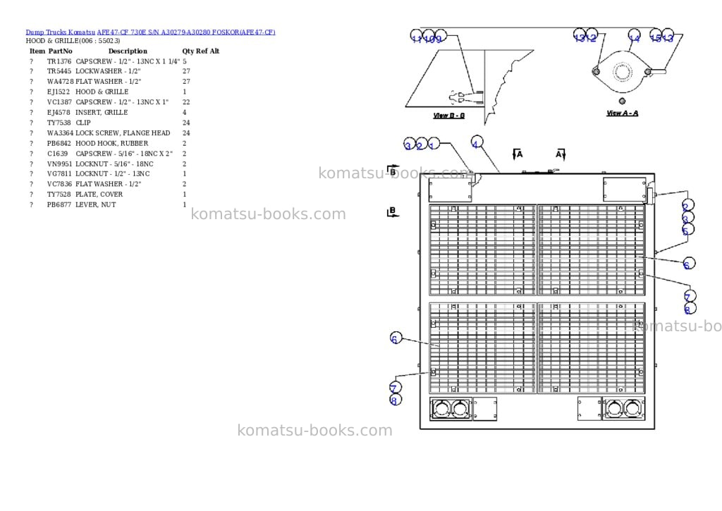 Komatsu afe47-cf 730e s/n a30279-a30280 foskor Parts catalog cover Page 3