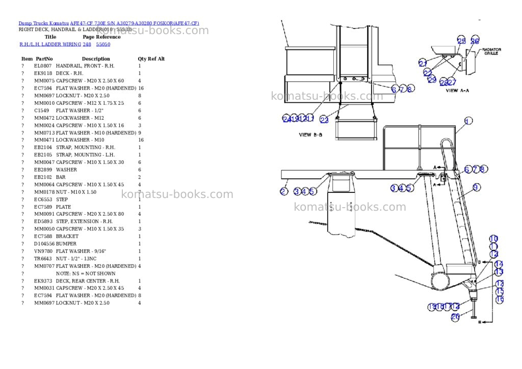 Komatsu afe47-cf 730e s/n a30279-a30280 foskor Parts catalog cover Page 5