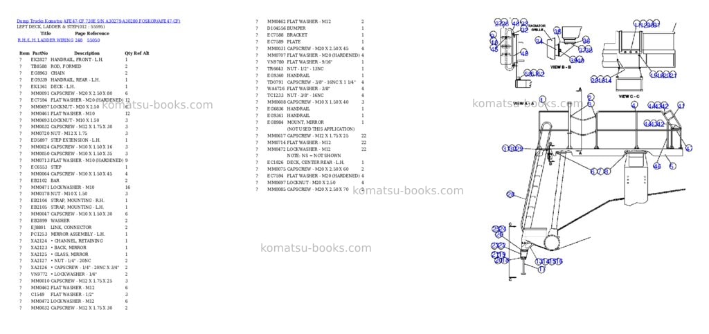Komatsu afe47-cf 730e s/n a30279-a30280 foskor Parts catalog cover Page 6