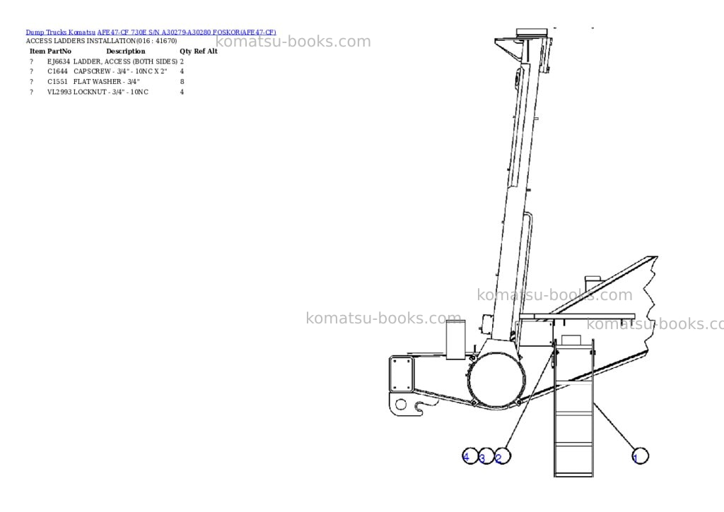 Komatsu afe47-cf 730e s/n a30279-a30280 foskor Parts catalog cover Page 7