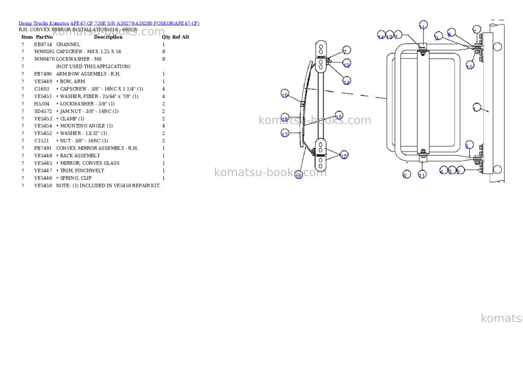 Komatsu afe47-cf 730e s/n a30279-a30280 foskor Parts catalog cover Page 8