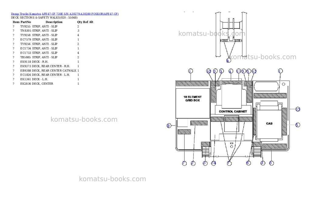Komatsu afe47-cf 730e s/n a30279-a30280 foskor Parts catalog cover Page 9