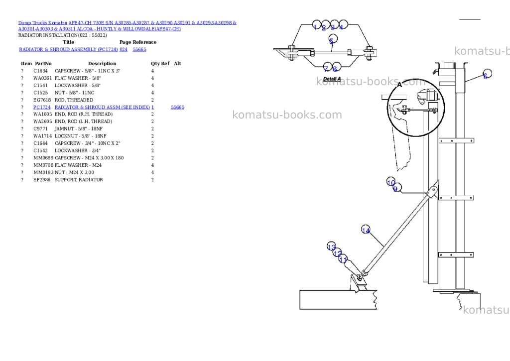 Komatsu afe47-ch 730e s/n a30285-a30287 & a30290-a30291 & a30293-a30298 & a30301-a30303 & a30311 alcoa - huntly & willowdale Parts catalog cover Page 10