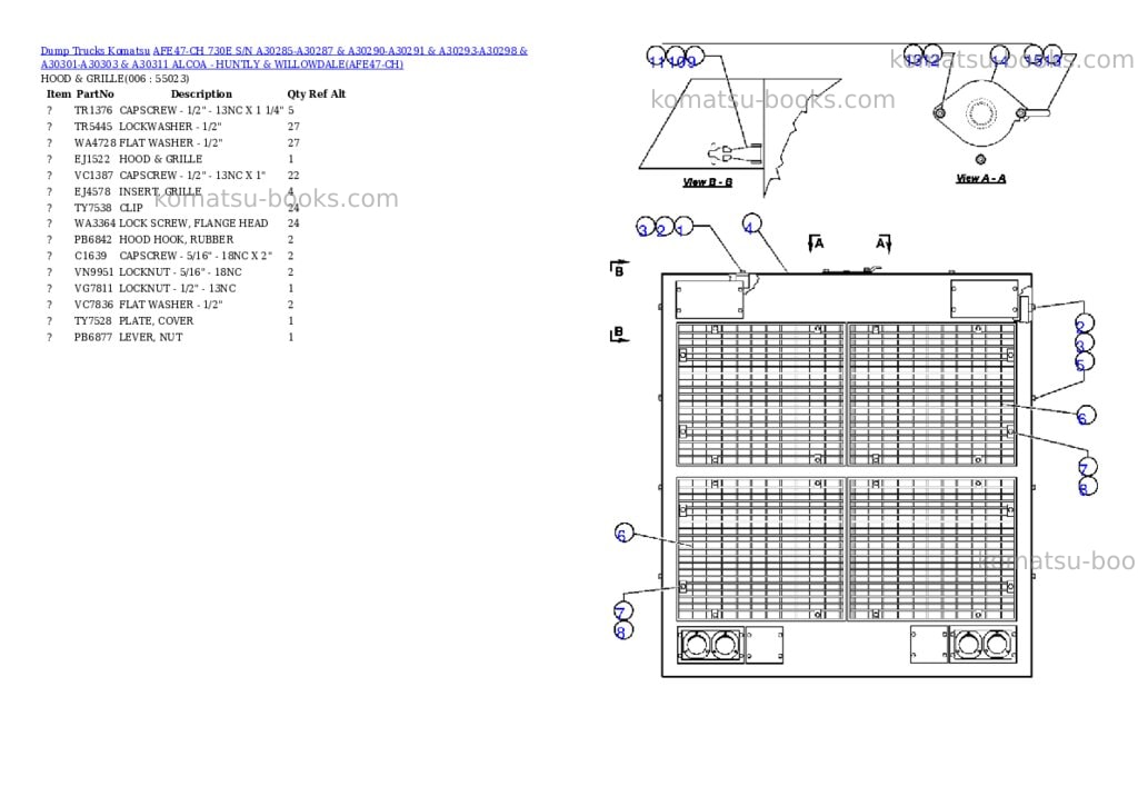 Komatsu afe47-ch 730e s/n a30285-a30287 & a30290-a30291 & a30293-a30298 & a30301-a30303 & a30311 alcoa - huntly & willowdale Parts catalog cover Page 3