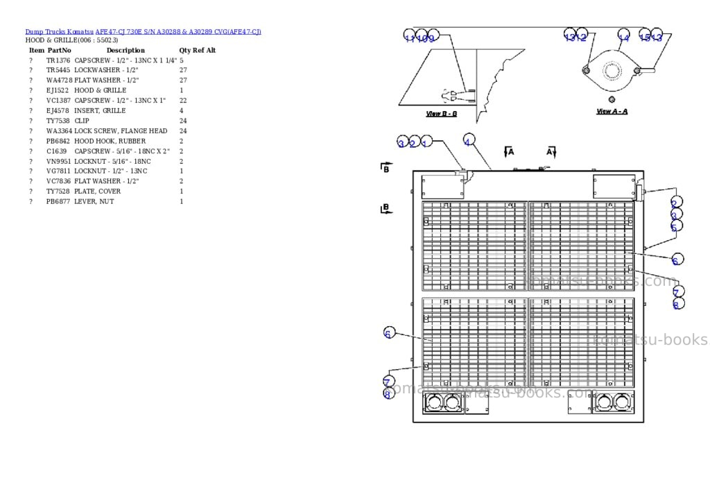Komatsu afe47-cj 730e s/n a30288 & a30289 cvg Parts catalog cover Page 3