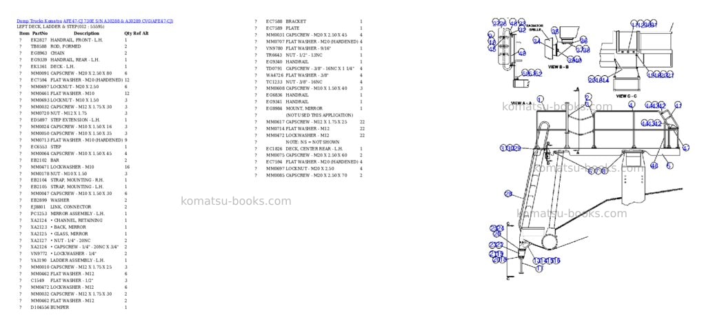 Komatsu afe47-cj 730e s/n a30288 & a30289 cvg Parts catalog cover Page 6