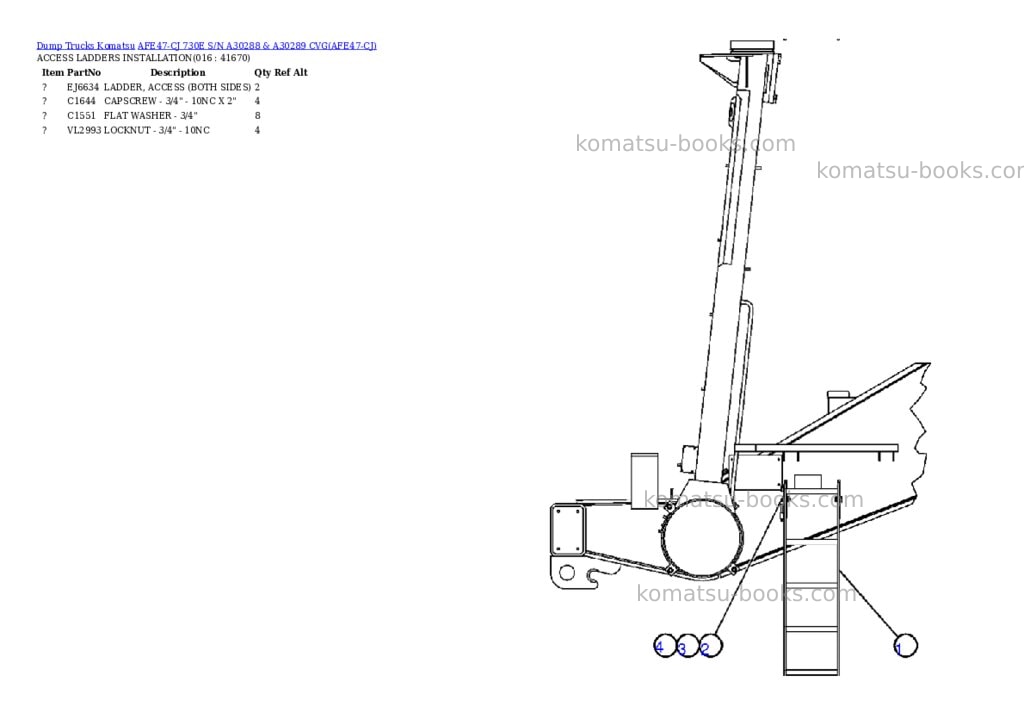 Komatsu afe47-cj 730e s/n a30288 & a30289 cvg Parts catalog cover Page 7