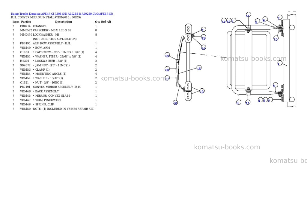 Komatsu afe47-cj 730e s/n a30288 & a30289 cvg Parts catalog cover Page 8