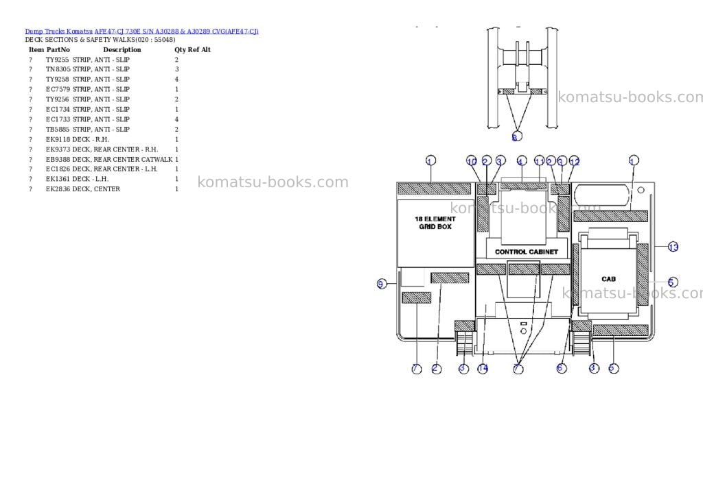 Komatsu afe47-cj 730e s/n a30288 & a30289 cvg Parts catalog cover Page 9