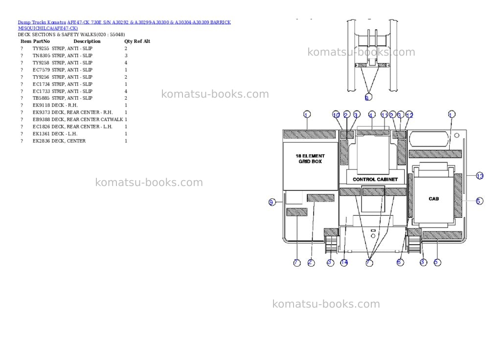 Komatsu afe47-ck 730e s/n a30292 & a30299-a30300 & a30304-a30309 barrick misquichilca Parts catalog cover Page 9 Komatsu afe47-ck 730e s/n a30292 & a30299-a30300 & a30304-a30309 barrick misquichilca Parts catalog cover Page 9
