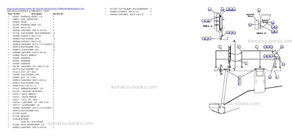 Komatsu afe47-cn 730e s/n a30318-a30322 curragh mining Parts catalog cover Page 6 Komatsu afe47-cn 730e s/n a30318-a30322 curragh mining Parts catalog cover Page 6