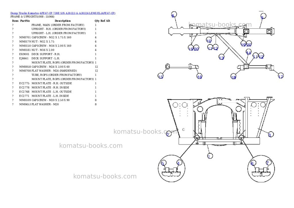 Komatsu afe47-cp 730e s/n a30323 & a30324 lemuel Parts catalog cover Page 4