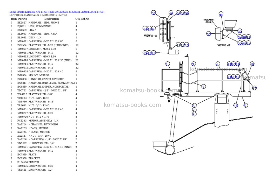 Komatsu afe47-cp 730e s/n a30323 & a30324 lemuel Parts catalog cover Page 6