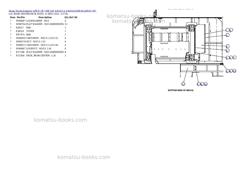 Komatsu afe47-cp 730e s/n a30323 & a30324 lemuel Parts catalog cover Page 7