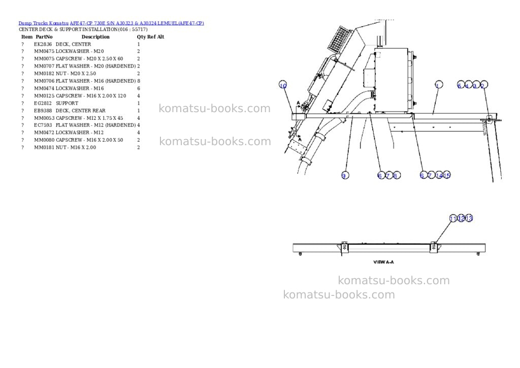 Komatsu afe47-cp 730e s/n a30323 & a30324 lemuel Parts catalog cover Page 8