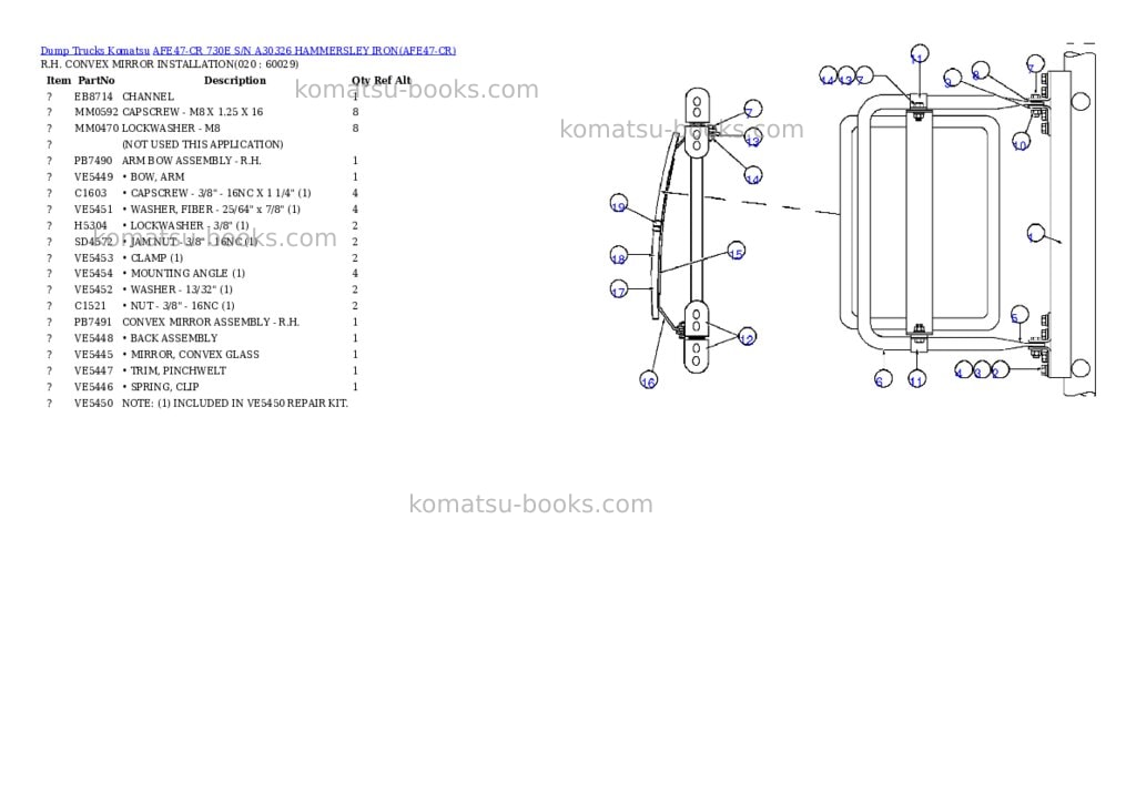 Komatsu afe47-cr 730e s/n a30326 hammersley iron Parts catalog cover Page 10