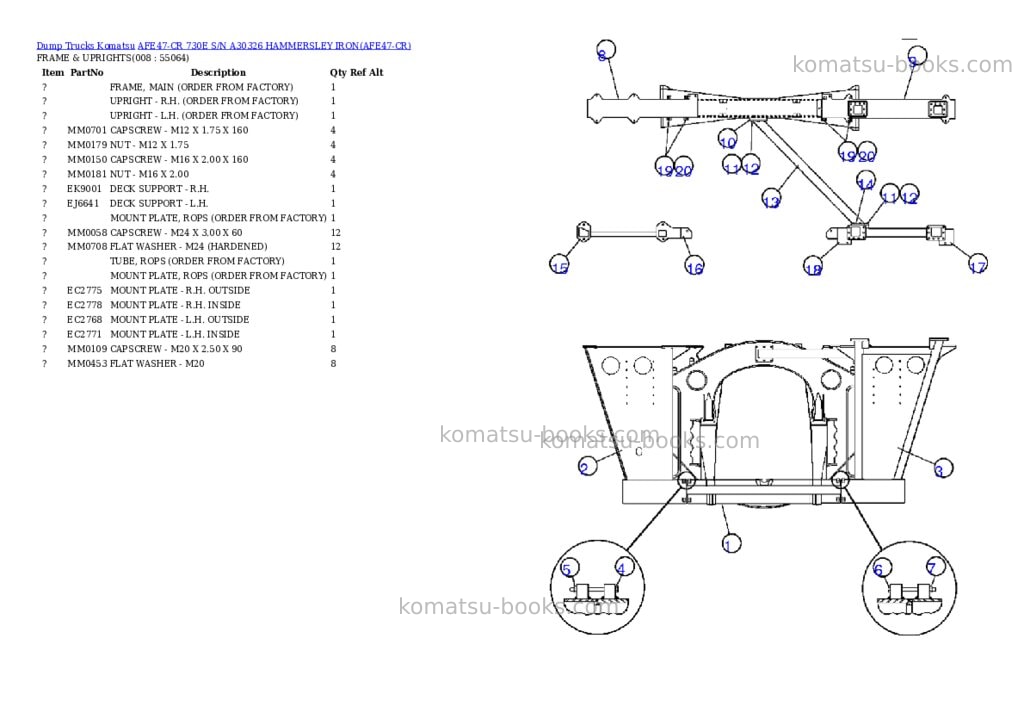 Komatsu afe47-cr 730e s/n a30326 hammersley iron Parts catalog cover Page 4