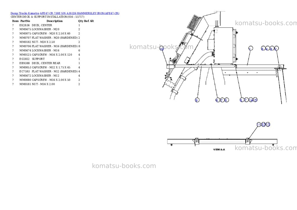 Komatsu afe47-cr 730e s/n a30326 hammersley iron Parts catalog cover Page 8