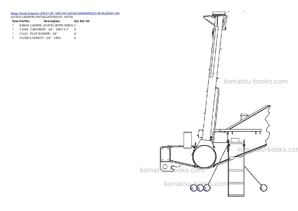 Komatsu afe47-cr 730e s/n a30326 hammersley iron Parts catalog cover Page 9
