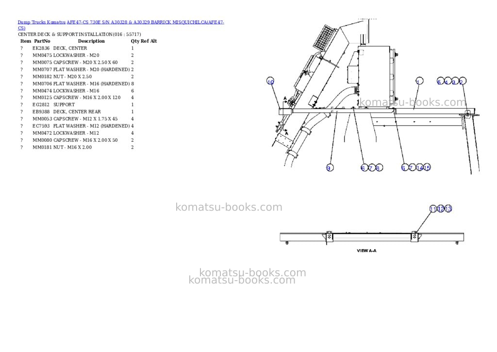Komatsu afe47-cs 730e s/n a30328 & a30329 barrick misquichilca Parts catalog cover Page 8 Komatsu afe47-cs 730e s/n a30328 & a30329 barrick misquichilca Parts catalog cover Page 8