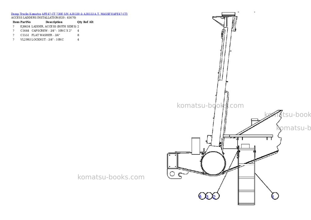 Komatsu afe47-ct 730e s/n a30330 & a30333 a.t. massey Parts catalog cover Page 10