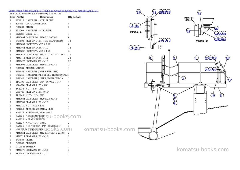 Komatsu afe47-ct 730e s/n a30330 & a30333 a.t. massey Parts catalog cover Page 6