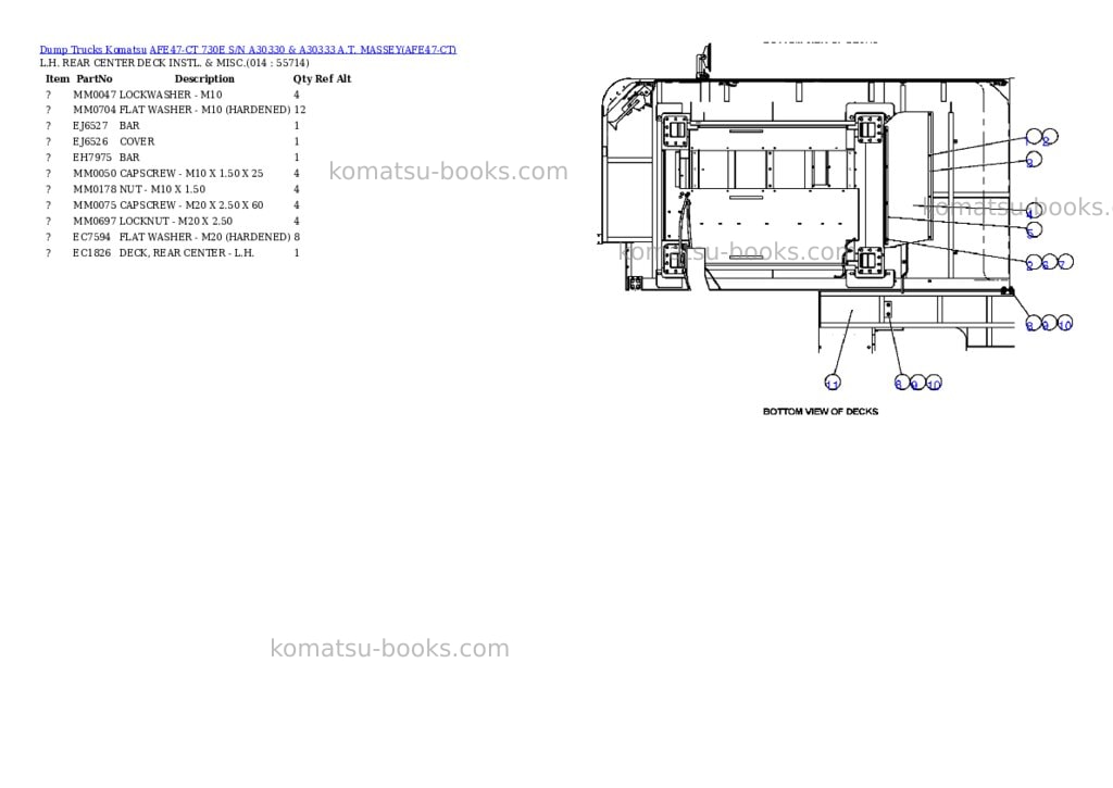Komatsu afe47-ct 730e s/n a30330 & a30333 a.t. massey Parts catalog cover Page 7