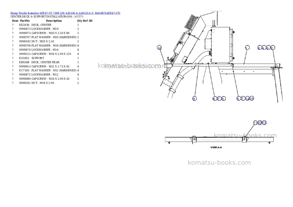 Komatsu afe47-ct 730e s/n a30330 & a30333 a.t. massey Parts catalog cover Page 8