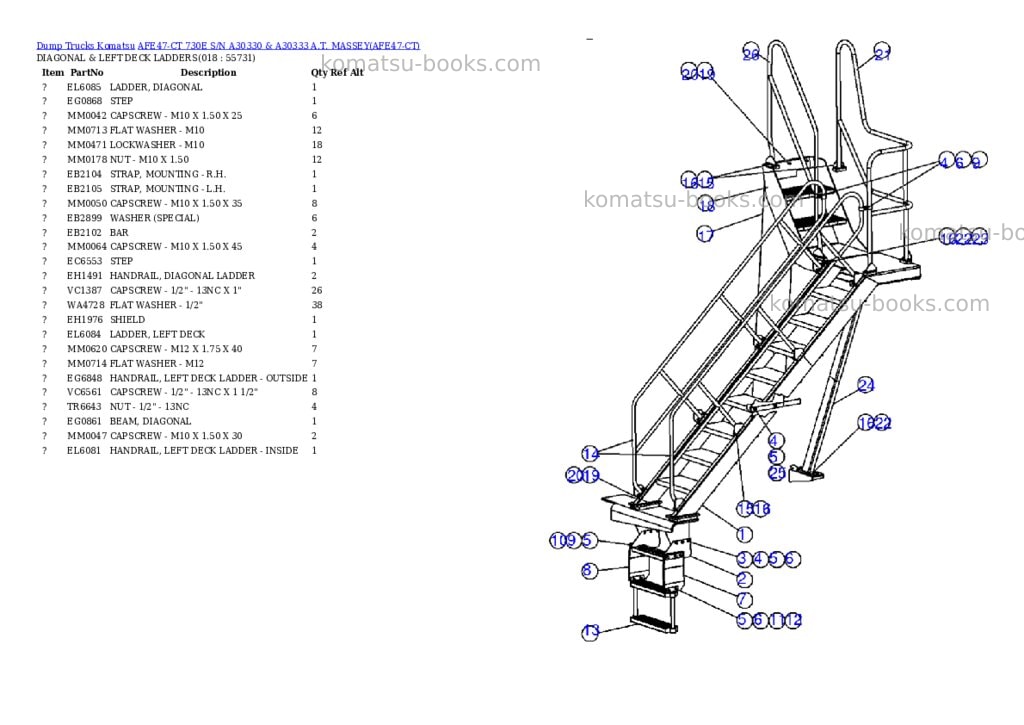 Komatsu afe47-ct 730e s/n a30330 & a30333 a.t. massey Parts catalog cover Page 9