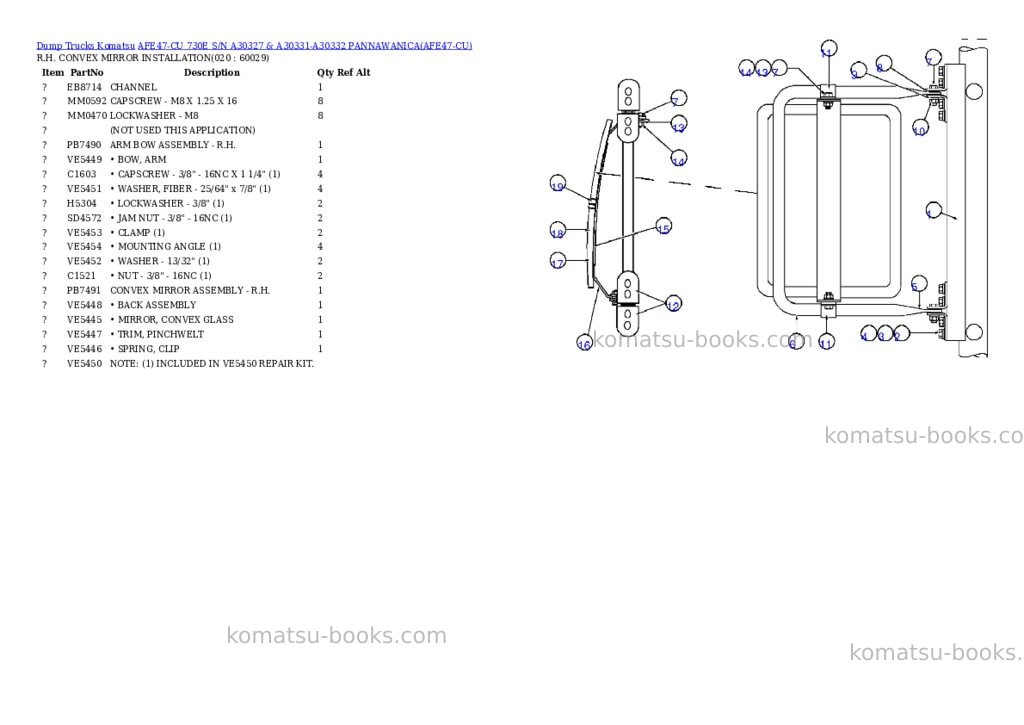 Komatsu afe47-cu 730e s/n a30327 & a30331-a30332 pannawanica Parts catalog cover Page 10 Komatsu afe47-cu 730e s/n a30327 & a30331-a30332 pannawanica Parts catalog cover Page 10