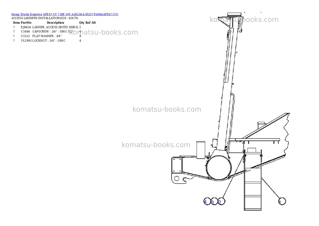 Komatsu afe47-cv 730e s/n a30334-a30337 pama Parts catalog cover Page 10