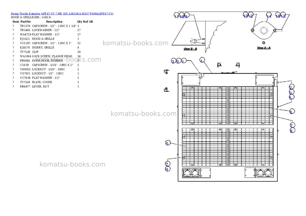 Komatsu afe47-cv 730e s/n a30334-a30337 pama Parts catalog cover Page 3
