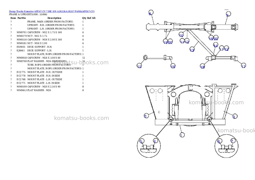 Komatsu afe47-cv 730e s/n a30334-a30337 pama Parts catalog cover Page 4