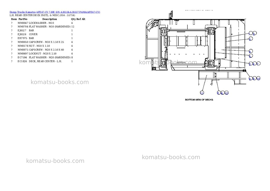 Komatsu afe47-cv 730e s/n a30334-a30337 pama Parts catalog cover Page 7
