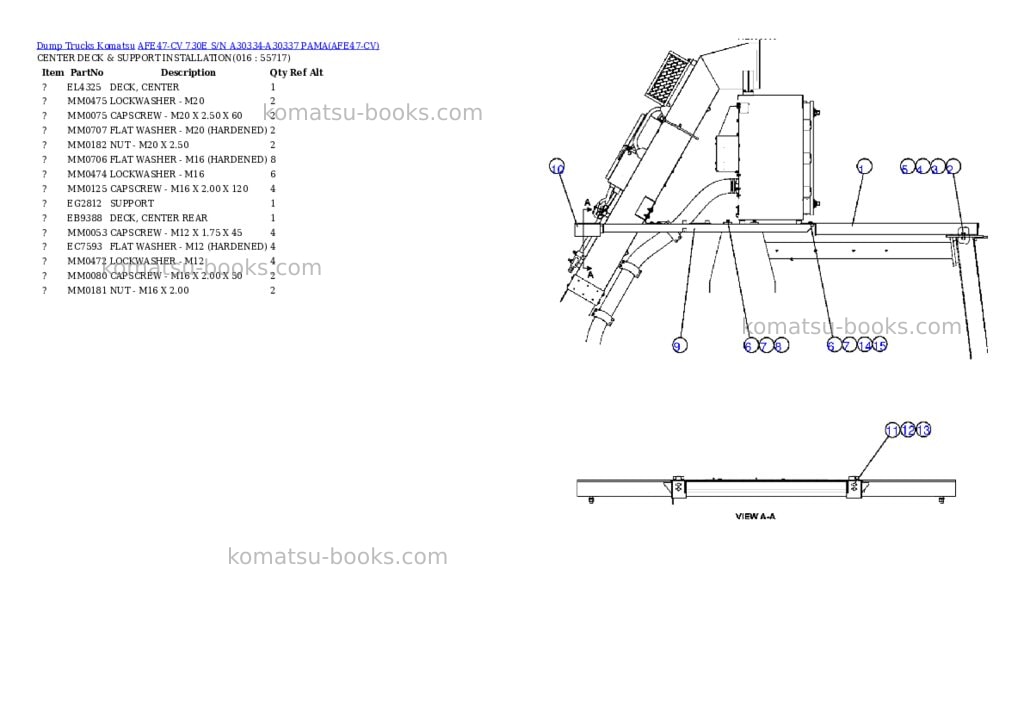 Komatsu afe47-cv 730e s/n a30334-a30337 pama Parts catalog cover Page 8
