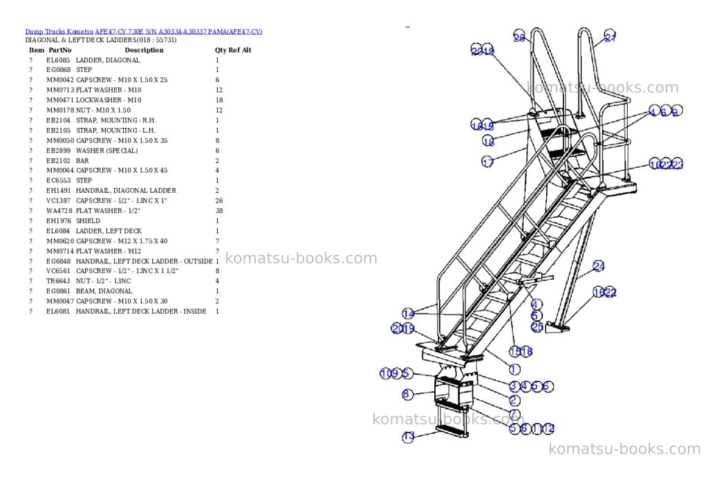 Komatsu afe47-cv 730e s/n a30334-a30337 pama Parts catalog cover Page 9