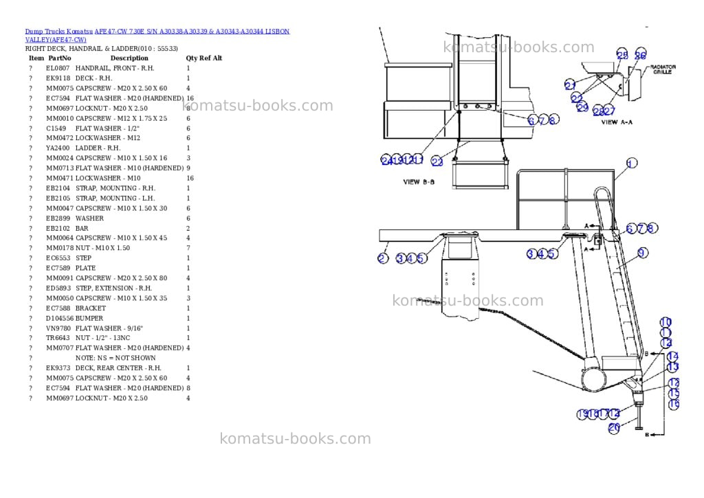Komatsu afe47-cw 730e s/n a30338-a30339 & a30343-a30344 lisbon valley Parts catalog cover Page 5 Komatsu afe47-cw 730e s/n a30338-a30339 & a30343-a30344 lisbon valley Parts catalog cover Page 5
