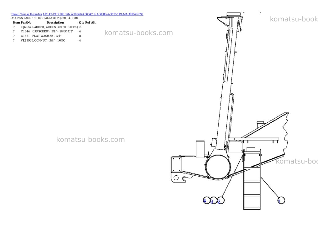 Komatsu afe47-cx 730e s/n a30340-a30342 & a30345-a30350 pama Parts catalog cover Page 10