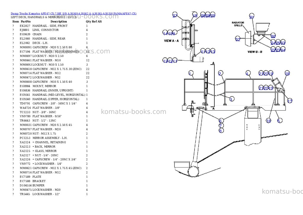 Komatsu afe47-cx 730e s/n a30340-a30342 & a30345-a30350 pama Parts catalog cover Page 6