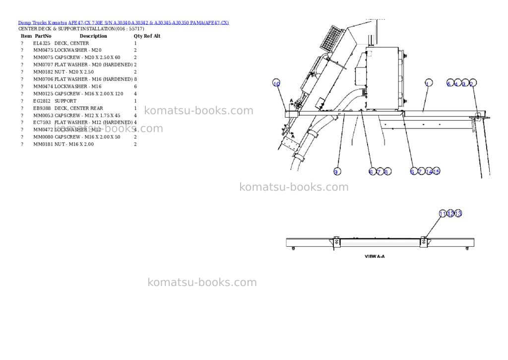 Komatsu afe47-cx 730e s/n a30340-a30342 & a30345-a30350 pama Parts catalog cover Page 8