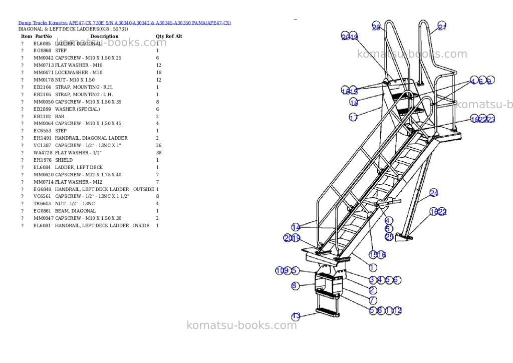 Komatsu afe47-cx 730e s/n a30340-a30342 & a30345-a30350 pama Parts catalog cover Page 9