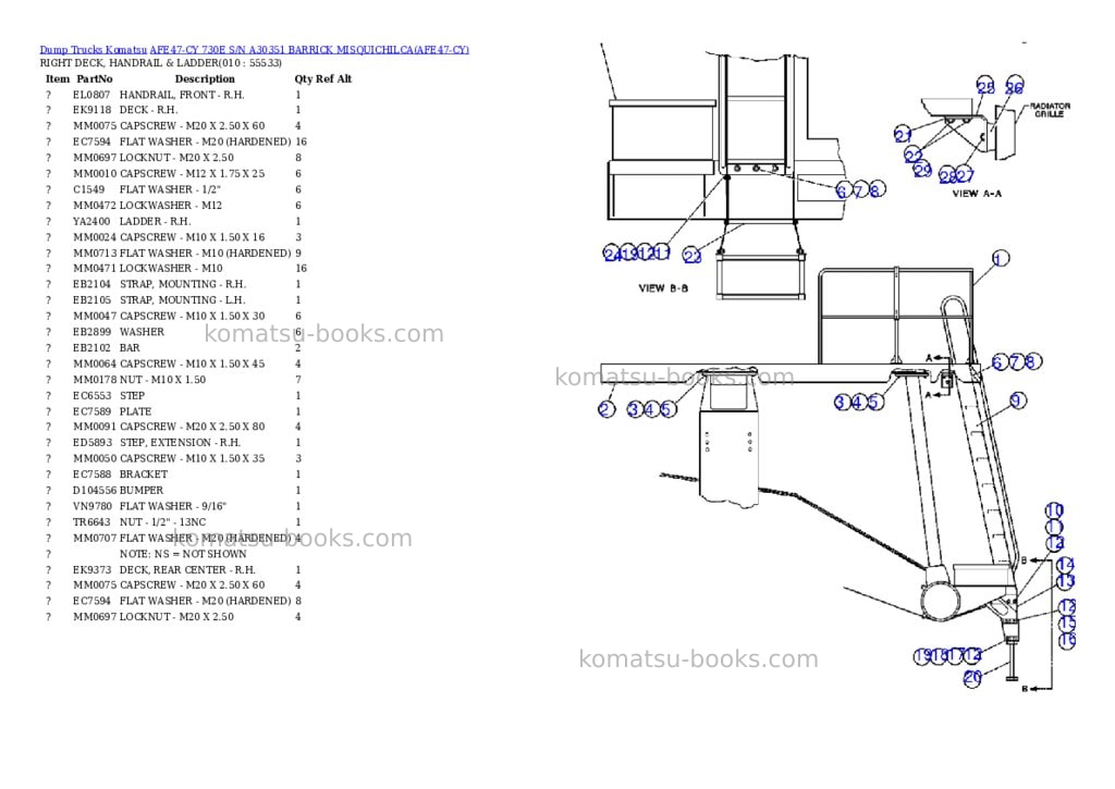 Komatsu afe47-cy 730e s/n a30351 barrick misquichilca Parts catalog cover Page 5 Komatsu afe47-cy 730e s/n a30351 barrick misquichilca Parts catalog cover Page 5