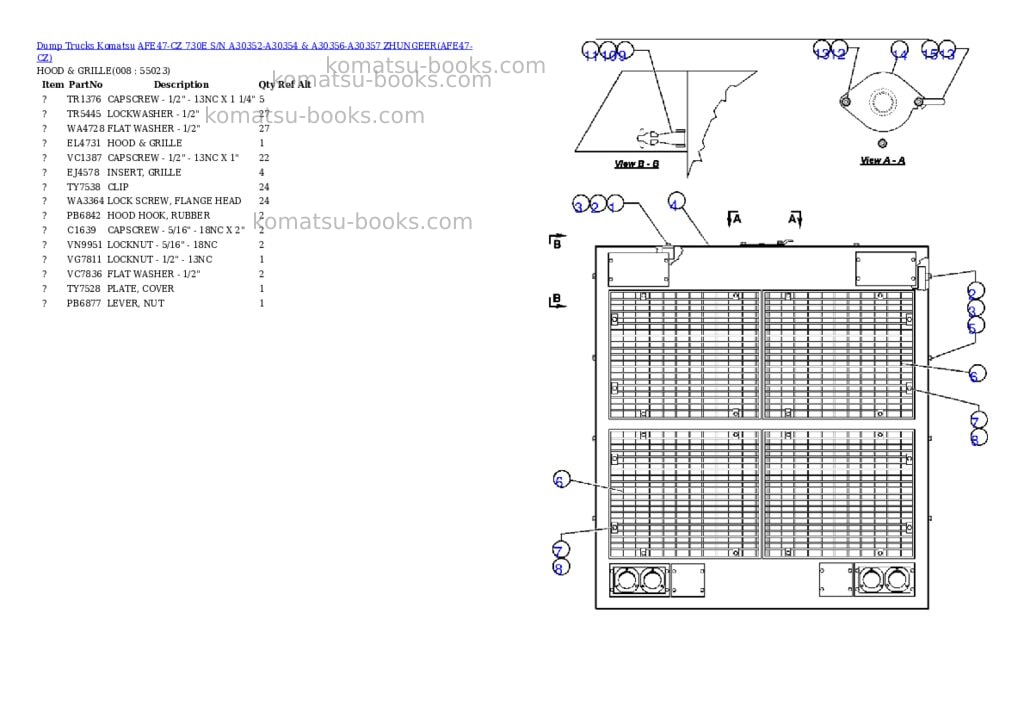 Komatsu afe47-cz 730e s/n a30352-a30354 & a30356-a30357 zhungeer Parts catalog cover Page 4 Komatsu afe47-cz 730e s/n a30352-a30354 & a30356-a30357 zhungeer Parts catalog cover Page 4