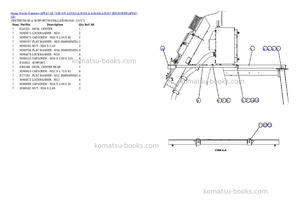 Komatsu afe47-cz 730e s/n a30352-a30354 & a30356-a30357 zhungeer Parts catalog cover Page 9 Komatsu afe47-cz 730e s/n a30352-a30354 & a30356-a30357 zhungeer Parts catalog cover Page 9