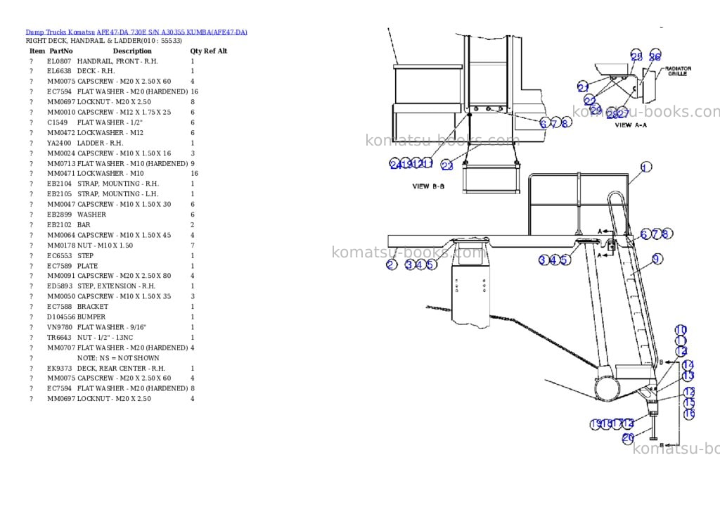 Komatsu afe47-da 730e s/n a30355 kumba Parts catalog cover Page 5