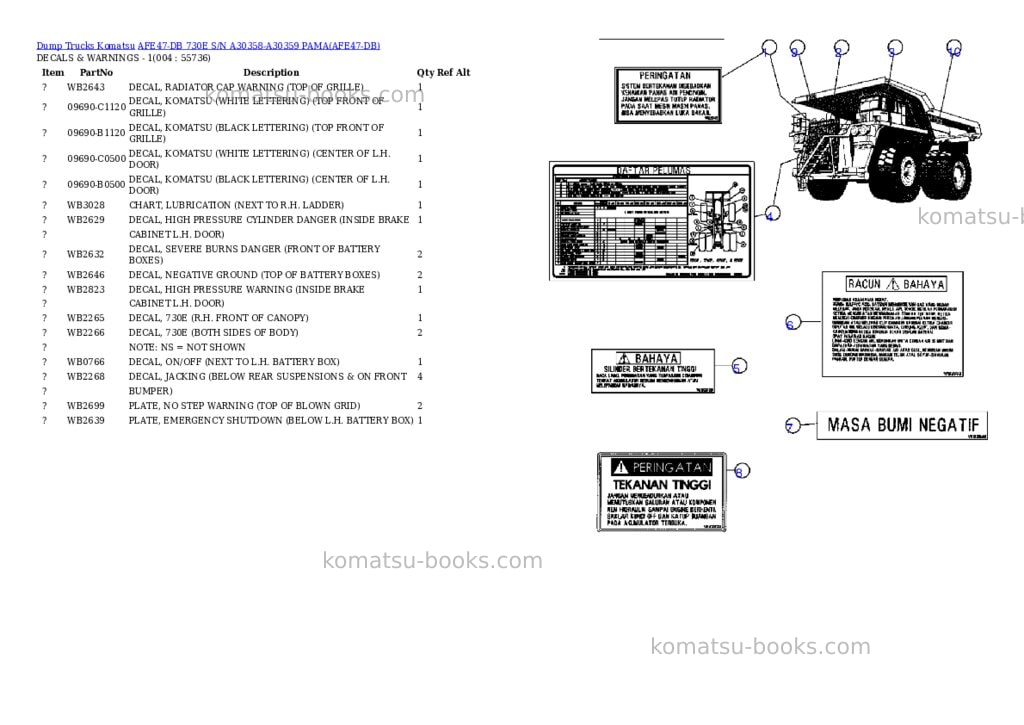 Komatsu afe47-db 730e s/n a30358-a30359 pama Parts catalog cover Page 2 Komatsu afe47-db 730e s/n a30358-a30359 pama Parts catalog cover Page 2
