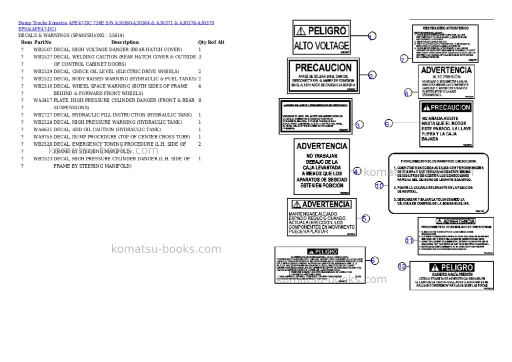 Komatsu afe47-dc 730e s/n a30360-a30364 & a30371 & a30376-a30379 epsa Parts catalog cover Komatsu afe47-dc 730e s/n a30360-a30364 & a30371 & a30376-a30379 epsa Parts catalog cover