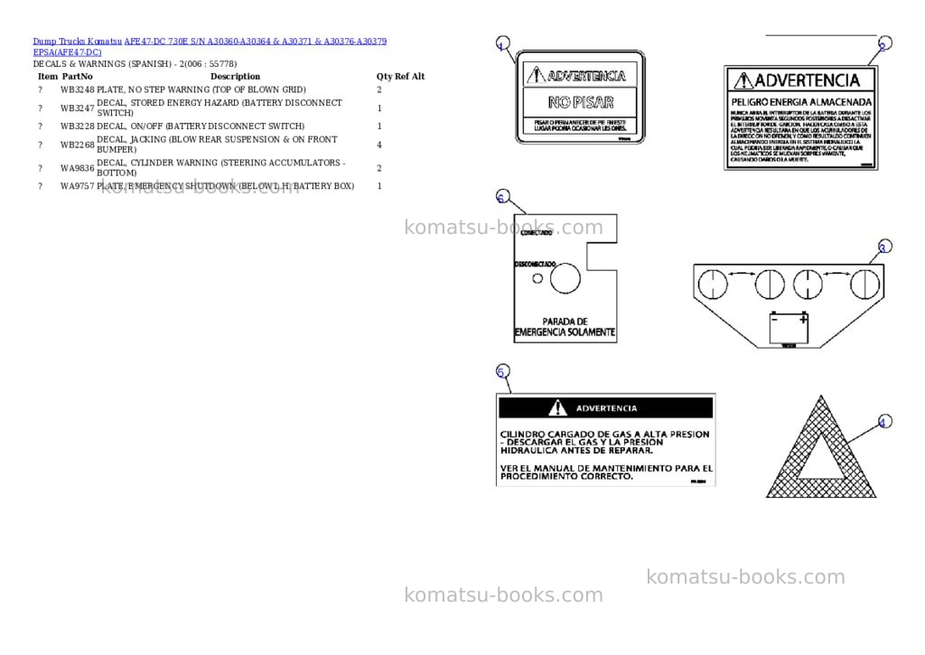 Komatsu afe47-dc 730e s/n a30360-a30364 & a30371 & a30376-a30379 epsa Parts catalog cover Page 3 Komatsu afe47-dc 730e s/n a30360-a30364 & a30371 & a30376-a30379 epsa Parts catalog cover Page 3