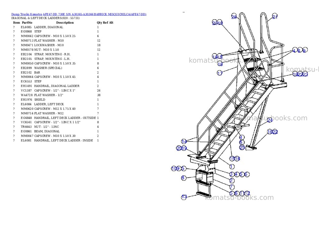 Komatsu afe47-dd 730e s/n a30365-a30366 barrick misquichilca Parts catalog cover Page 10